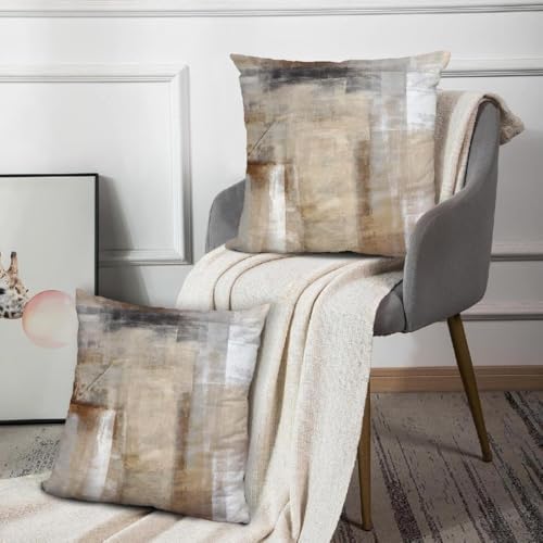 Throw Pillow Covers for Couch, 18x18 Inch, Set of 2, Beige