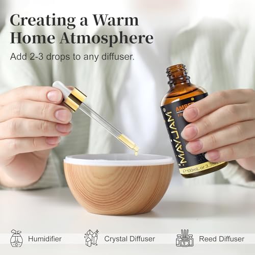 MAYJAM Amber Fragrance Oil Essential Oils for Diffusers, 100ML/3.38FL.OZ