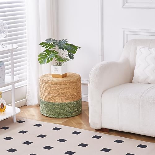 18'' Ottoman Pouf Natural Braided Poof Rustic Handweave Lounge Pouffe