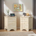 VINGLI Unfinished Rubber Wood Nightstands Set of 2 for Color DIY, 18.54" W Nightstand with Charging Station, 3 Drawer Nightstand, Real Wood Night Stands/Bed Side Table/End Table for Bedroom