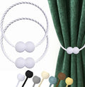 Hion Magnetic Curtain Tiebacks White 2pcs, Curtain Holdbacks Hooks Holders