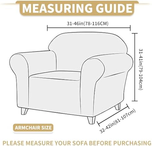 JIVINER Stretch Chair Covers, 1 Piece Couch Covers for Living Room, Non Slip Soft Sofa Covers, Washable Armchair Slipcovers for Dog, Pets Feature Geometrical Jacquard Fabric (Chair, Light Grey)