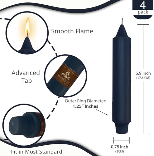 NJAO HOO Candlesticks Short Taper Candles, Unscented Candle Sticks Straight Dinner Candle Set for Home Decor Weddings Halloween Festive Seasons Holiday, Set of 4,Indigo 7 Inch