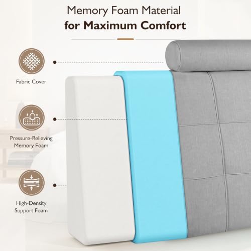 Twin Headboard with Headrest, Memory Foam Upholstered Headboard