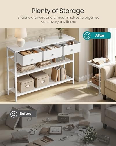 SONGMICS Console Table with 3 Fabric Drawers, Narrow Entryway Furniture