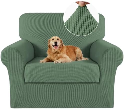 Turquoize 2 Piece Chair Covers Chair Slipcovers for Living Room Armchair Sofa Covers Chair Couch Cover with Arms Washable Furniture Protector for Chairs Feature Jacquard Fabric (Chair, Loden Frost)