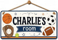 Custom Name Sign Kids Door Sign, Personalized Door Decor for Kids, Sports Door Sign