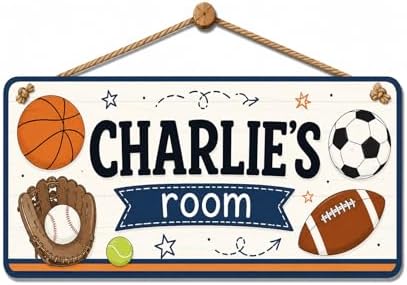Custom Name Sign Kids Door Sign, Personalized Door Decor for Kids, Sports Door Sign