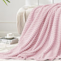 BEDELITE 3D Ribbed Cherry Pink Fleece Twin Blanket for Couch, 60x80 Inch