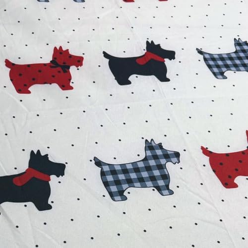 Bedding Fitted Sheet with Deep Pocket,Thicken Printed Fabric Bed Sheets (White Dogs, Twin)
