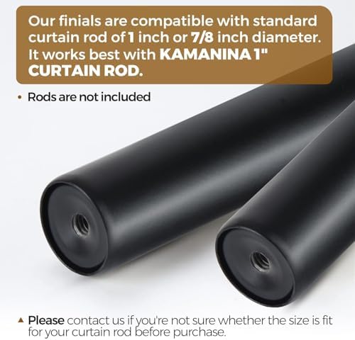 KAMANINA Black Finials for 1 or 7/8 In Curtain Rods, Twisted Cage Design