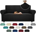ZNSAYOTX Super Stretch Couch Cover (72"-92") Universal Sofa Covers with Elastic Bottom, Dog Cat Pets Friendly Washable Furniture Protector Fitted Sofa Slipcovers Stay in Place (Black, Sofa)