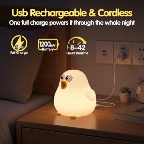 Chicken Silicone Night Light for Kids, Cute Squishy LED Lamp Gift