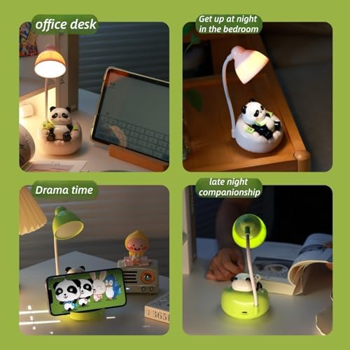 Sofa Panda Night Light with Phone Stand, Storage & 3-Level Warm Glow(pink)