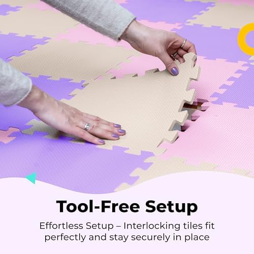 MioTetto Baby Play Mat, Soft Foam Floor Tiles for Kids. Adjustable Interlocking Foam Tiles, Fits with 74x74 Playpen Baby mat for Crawling & Development, Safe & Non-Toxic Playmat for Babies 6-12 Months
