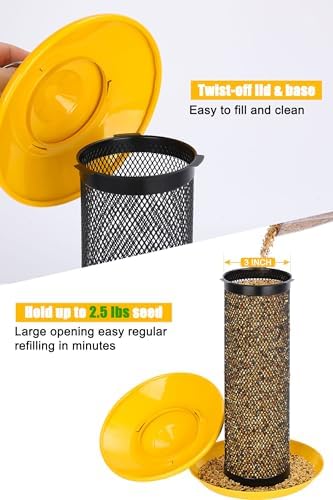 Gtongoko Finch Feeders for Outside All Metal Mesh Tube Bird Feeder Yellow