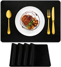 ADRIMER Fall Placemats Set of 4, Heat Resistant Faux Leather, Black