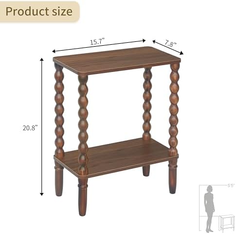 Fultyle Small Narrow Side Table, Skinny End Table with Storage, Nightstand