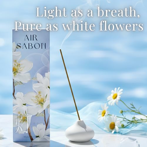 Air Sabon Luxury Japanese Incense Sticks 60sticks Jasmine Rose Musk Coreless Low Smoke Natural Charcoal Free Non Toxic Aromatherapy Meditation Calming Stress Relief Relaxation Yoga TOMORI