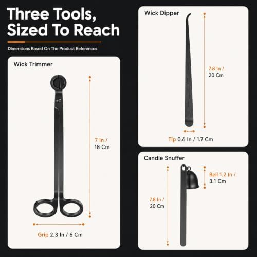 Saiveina 3 in 1 Candle Wick Trimmer Set, Candle Snuffer Dipper Wick Cutter