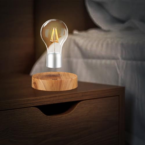 Floating Light Bulb Lamp, Magnetic Levitating Rotating Bulb Lamps, Levitating Wireless LED Bulb Desk Lamp Night Lights for Room Décor, Cool Gifts for Christmas, New Year, Birthday