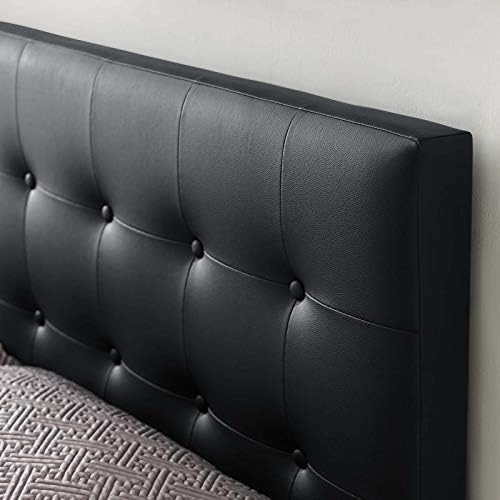 Modway Emily Button Tufted Faux Leather Upholstered Full Headboard in Black