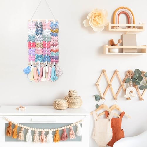 Hair Bow Holder Organizer for Girls，Hair Clips Headband Organizer Storage Wall Hanging Home Decor for Girls Room