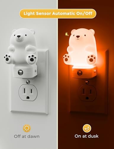 L LOHAS LED Night Light for Kids, 3D Cute Bear Night Light Plug in