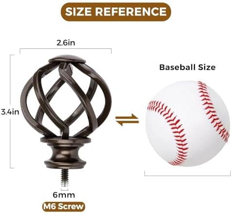 KAMANINA Bronze Finials for 1 or 7/8 In Curtain Rod, with M6 Standard Screw