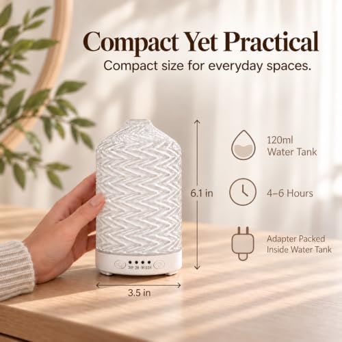 Essential Oil Diffuser for Home, 120ml Glass Aromatherapy Diffuser