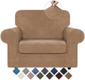 WEERRW Velvet Stretch 2 Pieces Chair Sofa Slipcovers Washable, Light Brown