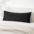 MIULEE Lumbar Corduroy Throw Pillow Cover for Bed 14x36 Black Pack of 1