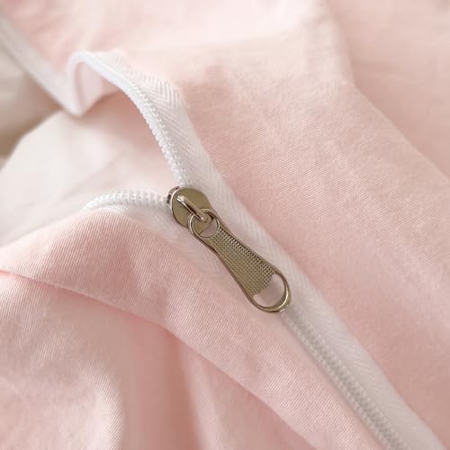 Bow Twin Bed Duvet Cover Pink Embroidered Twin Comforter Cover Ruffle Boho Washed Brushed Microfiber Farmhouse Duvet Cover Set with 2 Pillow Cases Zipper Bedding Set Coquette Duvet Protector