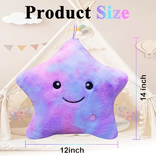 Star Pillows Light Up Stuffed Animal Soft Plushies for Boys Girls Kids Pillow Daughter Plush Children Toy Birthday Adults Valentines, Colorful Glowing Decorative Throw Pillows