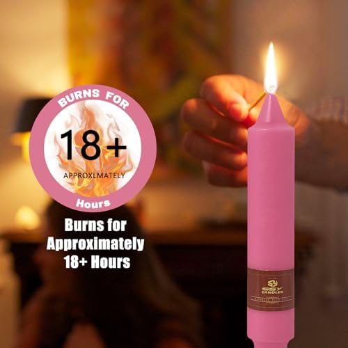 NJAO HOO Hot Pink Short Taper Candle 7 Inch Candlesticks Unscented Dripless Tapered Candle Set for Home Decor Wedding Party Dinner Candles, 4 Pack