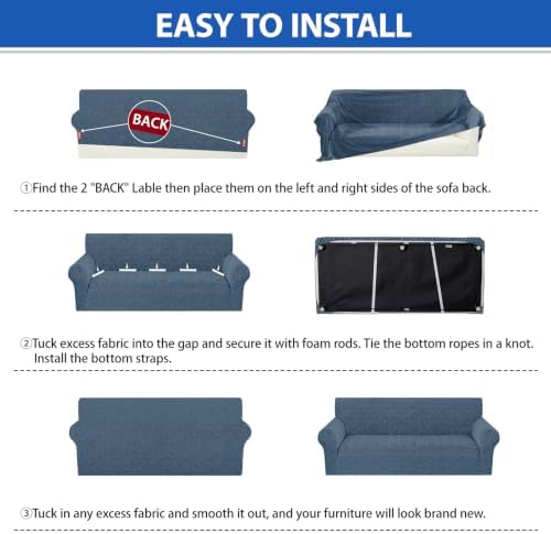 ZNSAYOTX Stretch Couch Cover, 1 Piece Oversized Sofa Covers for 3 Cushion Couch, Jacquard Sofa Slipcovers with Elastic Bottom Thickened Furniture Protector for Dog Cat Pet (X-Large, Dark Grey)