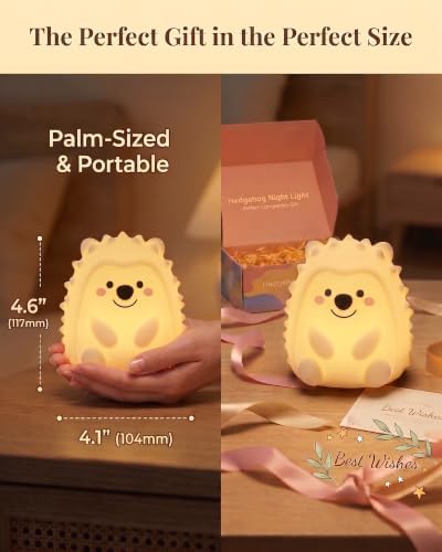 Hedgehog Night Light, Touch/Remote Lamp with 15/30/60 Min Timer