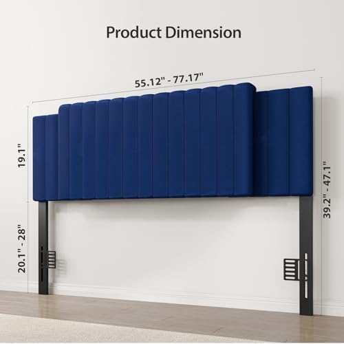 Upholstered Headboard Full/Queen/King Size，Adjustable Height & Width, Blue