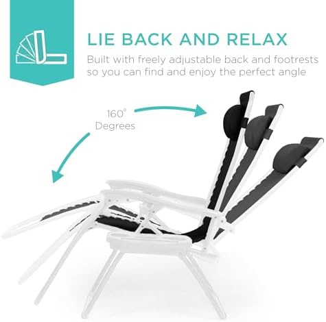 Best Choice Products Zero Gravity Chair Recliner, Black/White