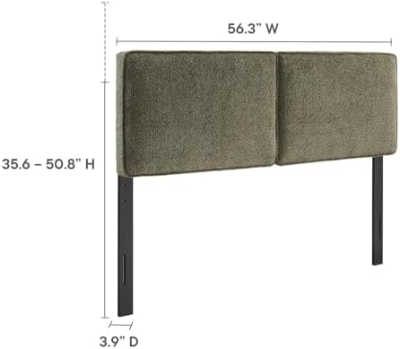 Modway Lindee Full Size Upholstered Headboard with Cream Boucle Fabric - Modern Fabric Full Headboard with Height-Adjustable Mounting Positions - Padded Pillow Style