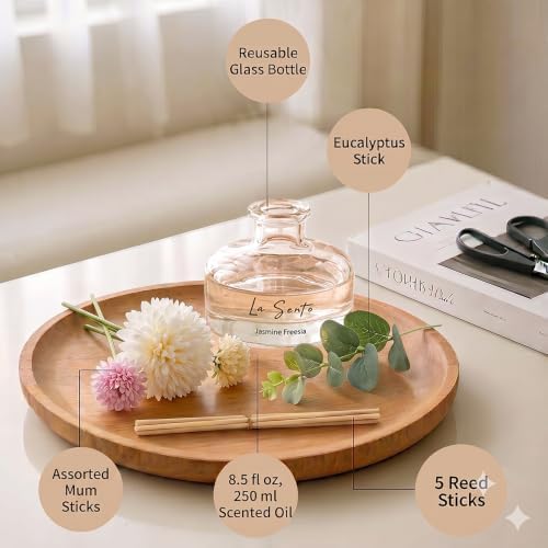 Reed Diffuser Set, Jasmine Freesia Scent, 8.5 fl oz / 250ml