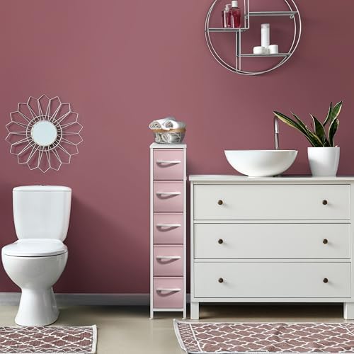 Sorbus 5-Drawer Narrow Dresser for Bedroom (Pink)
