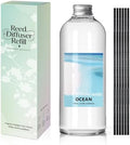 SCENTORINI Ocean Diffuser Reed Diffuser Oil Refill, 16.9 FL OZ & 6 Sticks