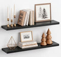 Black Floating Shelves 36 Inch Long, 8" Deep Wall Shelves for Bedroom Books