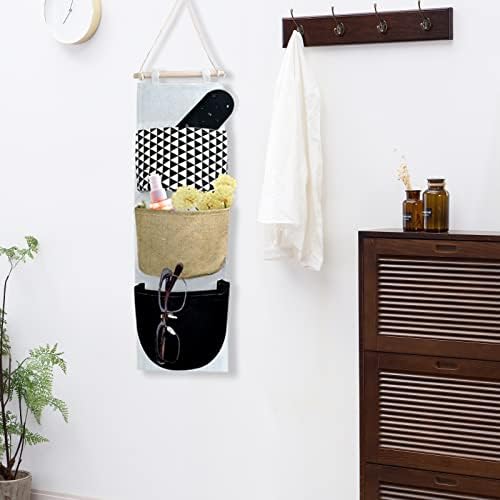 FuninCrea Hanging Storage Bag, 3-Layer Practical Wall Hanging Storage Bag, Cotton Linen Waterproof Fabric Door Hanging Pocket Organizer, Wall Hanging Finishing Bag Sundry Bag for Home (stripe)