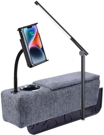 Multifunctional Sofa Armrest, Couch Armrest with Wireless Charge Stand, Removable Couch Caddy with Storage,Including LED Reading Light