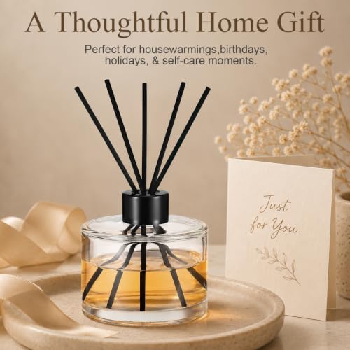 1set Glass Bottles Reed Diffuser Bottle Black Rattan Sticks Refillable Perfume Diffuser for Home Car Living Room Decor and Spa