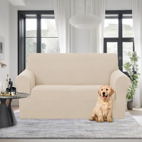 U-NICE HOME Loveseat Cover Stretch Couch Cover Sofa Slipcover, Beige
