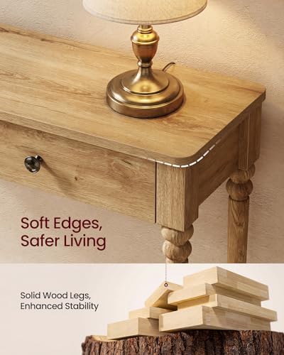 VASAGLE 39.3"Console Table, Narrow Entryway Sofa Table with Solid Wood Legs