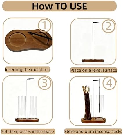 Glass Incense Holder,Retro Incense Sticks Burner Holder with Storage,Hang Upside Down Incense Holder with Ash Catcher (Rustic)